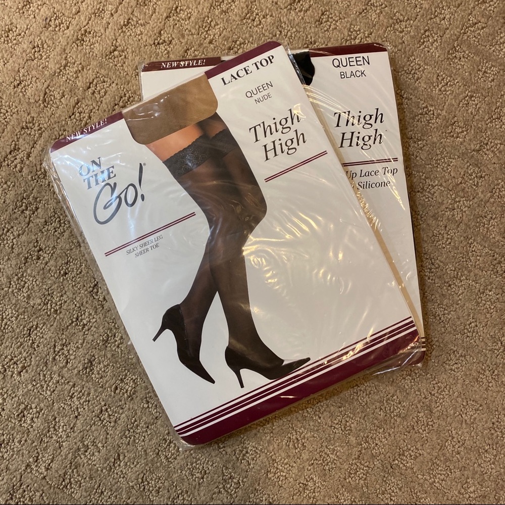 2 pcs lot On the go thigh high lace nude/black